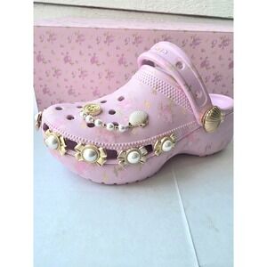 NWT Womens LoveShackFancy x Crocs Classic Platform Clog - Ballerina Pink Size 5